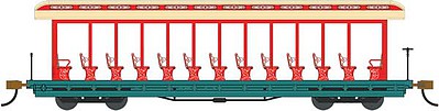 Bachmann 19345 HO Scale Jackson Sharp Open-Sided Excursion Car - Ready to Run - Silver Series(R) -- Amusement Park (cream, red)