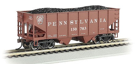 Bachmann 19512 HO Scale USRA 55-Ton Outside-Braced Hopper with Load - Ready to Run - Silver Series(R) -- Pennsylvania Railroad 150703 (Tuscan, Shadow Keystone)