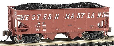 Bachmann 19552 N Scale USRA 55-Ton 2-Bay Open Hopper w/Load - Ready to Run - Silver Series(R) -- Western Maryland #10904 (Boxcar Red, Speed Lettering)