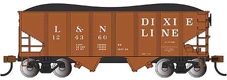 Bachmann 19560 N Scale USRA 55-Ton 2-Bay Open Hopper with Load - Ready to Run -- Louisville & Nashville (Dixie Line)