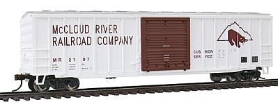 Bachmann 19602 HO Scale ACF 50'6" Outside-Braced Sliding-Door Boxcar - Ready to Run - Silver Series -- McCloud River Railroad (white, brown; Bear Logo)