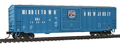 Bachmann 19603 HO Scale ACF 50'6" Outside-Braced Sliding-Door Boxcar - Ready to Run - Silver Series -- Middletown & New Jersey MNJ (Blue, silver)