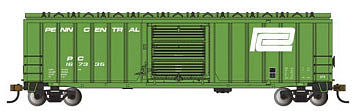 Bachmann 19662 N Scale ACF 50'6" Outside-Braced Sliding-Door Boxcar - Ready to Run - Silver Series -- Penn Central (Jade Green, Large Logo)