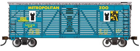 Bachmann 19708 HO Scale 40' Animated Stock Car - Ready to Run - Silver Series(R) -- Metropolitan Zoo 879 (Llama Transport)