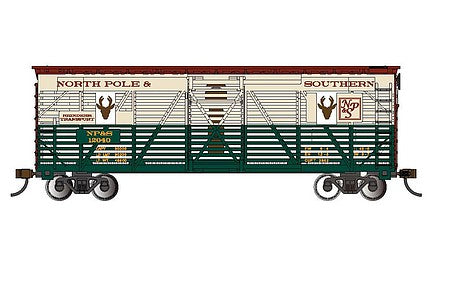 Bachmann 19709 HO Scale 40' Animated Stock Car - Ready to Run - Silver Series(R) -- North Pole & Southern 12040 (Christmas Reindeer)
