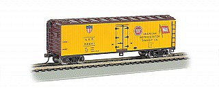 Bachmann 19854 N Scale 40' Wood Reefer - Ready to Run -- American Refrigerator Transit (yellow, Boxcar Red; MP, WAB & ART Logos)