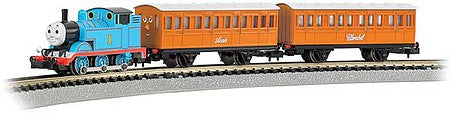 Bachmann 24028 N Scale Thomas with Annie and Clarabel Train Set - Standard DC - Thomas and Friends(TM -- Thomas the Tank Engine, 2 Cars, E-Z Track Circle, Controller and Instructions