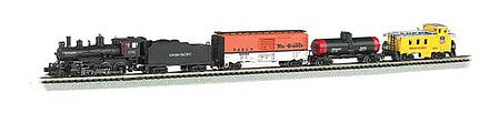 Bachmann 24133 N Scale Whistle Stop Steam Train Set - Sound and DCC -- Union Pacific 4-6-0, 3 Cars, E-Z Track Oval, Controller