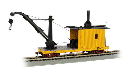 Bachmann 26902 On30 Scale Wood Derrick (Crane) - Ready to Run -- Maintenance-of-Way 113 (yellow)