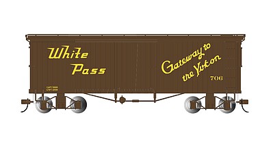 Bachmann 27001 On30 Scale Wood Boxcar - Ready to Run - Spectrum(R) -- White Pass & Yukon #706 (Boxcar Red, yellow; Gateway Slogan)