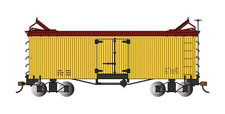 Bachmann 27495 On30 Scale Wood Reefer - Ready to Run -- Data Only (yellow, Boxcar Red)
