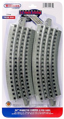 Bachmann 281 O Scale 36" Diameter Curve 3-Rail E-Z Track(R) - Williams(TM) -- pkg(4)