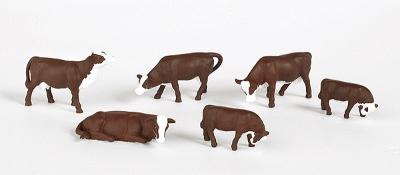 Bachmann 33102 HO Scale SceneScapes(TM) Figures -- Cows (brown, white) pkg(6)
