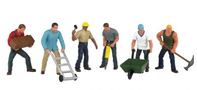 Bachmann 33105 HO Scenescapes Construction Workers (6) w/Accessories