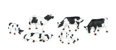 Bachmann 33153 O Scale Cows -- Black & White pkg(6)