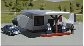 Bachmann 35251 N Scale Airplane Gas Station - Roadside U.S.A. -- Assembled - 3-1/4 x 3-3/4 x 1" 8.3 x 9.5 x 2.5cm