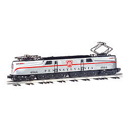 Bachmann 41853 O Scale GG1 Electric - Conventional 3-Rail w/True Blast Plus(R) Sound - Williams(TM) -- Pennsylvania Railroad #4866 (Congressional, silver, red)