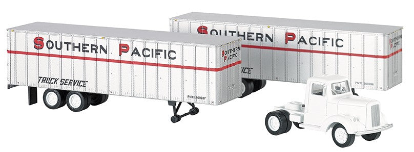 Bachmann 42231 HO 1950s-60 Truck Cab w/2 Piggyback Trailers Southern Pacific