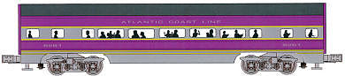 Bachmann 43060 O Scale Williams(TM) by Bachmann, Aluminum Streamliner 4-Car Passenger Set (60') -- Atlantic Coast Line (Baggage, Pullman, Vista-Dome & Observation Cars)