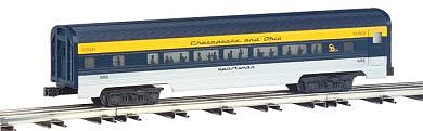 Bachmann 43061 O Scale Williams(TM) by Bachmann, Aluminum Streamliner 4-Car Passenger Set (60') -- Chesapeake & Ohio (Baggage, Pullman, Vista-Dome & Observation Cars)