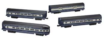 Bachmann 43080 O Scale Williams(TM) by Bachmann, Aluminum Streamliner 4-Car Passenger Set (60') -- Baltimore & Ohio - Cincinnatian (Baggage, Pullman, Vista-Dome & Observation)