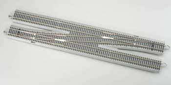 Bachmann 44138 HO Scale Decoder-Equipped Nickel-Silver Turnout - E-Z Track(R) -- Single-Crossover #6 Right Hand