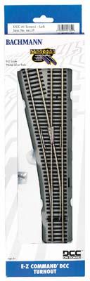 Bachmann 44139 HO Scale Decoder-Equipped Nickel Silver E-Z Track(R) Turnouts -- #4 Left Hand