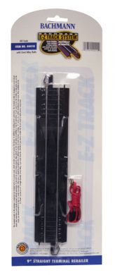 Bachmann 44410 HO 9" Straight Terminal Steel Rerailer on Black Roadbed (1/Cd)