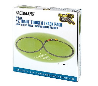 Bachmann 44487 HO Scale Figure-8 Track Pack - E-Z Track(R) -- With Steel Rail & Black Roadbed