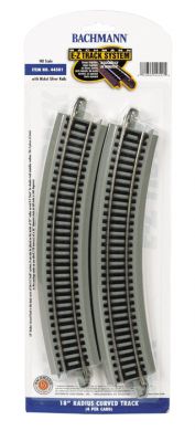 Bachmann 44501 HO 18" Radius Curved Nickel Silver Track (4/Cd)