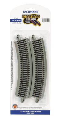 Bachmann 44505 HO 15" Radius Curved Nickel Silver Track (4/Cd)