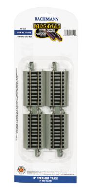 Bachmann 44512 HO 3" Straight Nickel Silver Track (4/Cd)