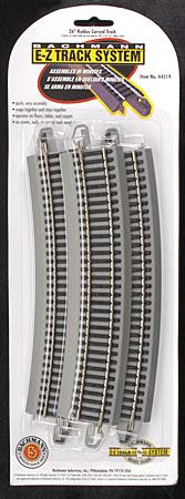 Bachmann 44519 HO Scale Curved Track w/ Nickel Silver Rail & Gray Roadbed - E-Z Track(R) -- 26" Radius pkg(5)