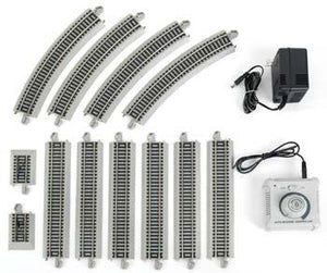 Bachmann 44547 HO Scale E-Z Track(R) Reversing System - Nickel Silver w/Gray Roadbed -- Power Pack, Auto-Reversing Track: 6-9" Straight, 4 Curved, 2 Bumpers
