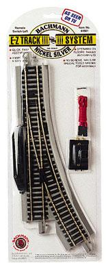 Bachmann 44561 HO Scale Remote-Control Turnout, Nickel Silver Rail with Gray Roadbed - E-Z Track(R) -- Left Hand