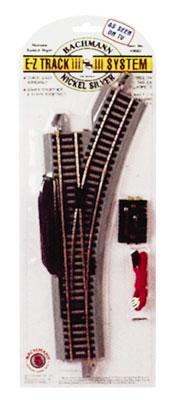 Bachmann 44562 HO Scale Remote-Control Turnout, Nickel Silver Rail with Gray Roadbed - E-Z Track(R) -- Right Hand