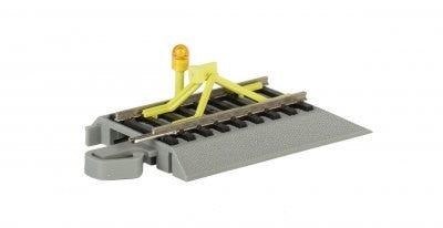 Bachmann 44593 HO Track-Powered Flashing LED Bumper w/Nickel Silver Rails on Gray Roadbed