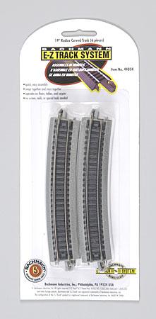 Bachmann 44804 N Scale Curved Track w/Nickel Silver Rail & Gray Roadbed - E-Z Track(R) -- 19" Radius pkg(6)