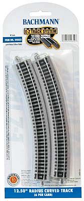 Bachmann 44852 N Scale E-Z Track(R) w/Nickel Silver Rail & Gray Roadbed -- 12-1/2" Radius Curve pkg(6)