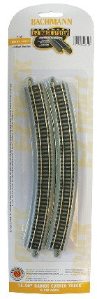 Bachmann 44854 N 15.50" Radius Curved Nickel Silver Track (6/Cd)