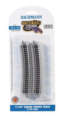 Bachmann 44855 N 17.5" Radius Curved Nickel Silver Track (6/Cd)
