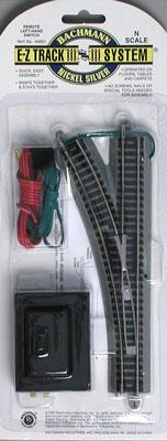 Bachmann 44861 N Scale Remote Turnout w/Nickel Silver Rail & Gray Roadbed - E-Z Track(R) -- Left Hand - 11.25" (28.6 cm) Radius