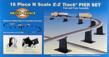 Bachmann 44871 N Scale E-Z Track Accessories -- 16-Piece Graduated Pier Set