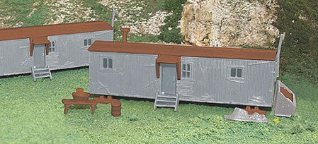 Bachmann 45176 HO Scale Railroad Work Sheds - Plasticville U.S.A. -- Kit - 1 Each: Oxide, Gray pkg(2)