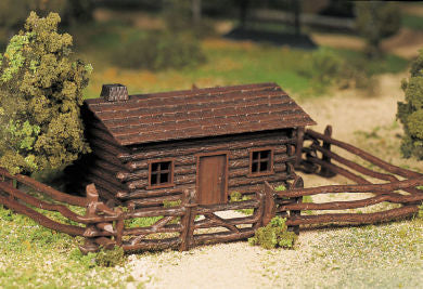 Bachmann 45982 O Log Cabin w/Rustic Fence Kit