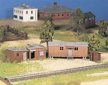 Bachmann 45983 O Scale Plasticville U.S.A.(R) Classic Kits -- Hobo Jungle (Two Shacks, Boxcar & Outhouse)