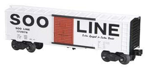 Bachmann 47025 O Scale 40' Steel Boxcar - 3-Rail - Ready to Run - Williams(TM) -- Soo Line #172978 (white, red, black)