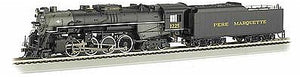 Bachmann 52403 HO Scale 2-8-4 Berkshire w/Sound & DCC -- Pere Marquette #1225 (black, graphite)