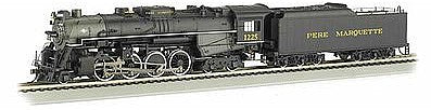 Bachmann 52403 HO Scale 2-8-4 Berkshire w/Sound & DCC -- Pere Marquette #1225 (black, graphite)