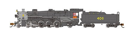 Bachmann 53452 N Scale 4-8-2 Light Mountain - Sound and DCC -- Louisville & Nashville #406 (black, graphite)